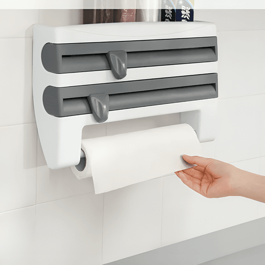 Wall-Mounted Wrap Cutter And Paper Towel Rack