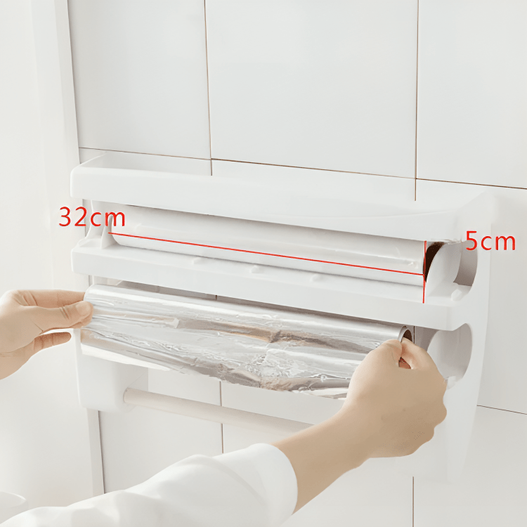 Wall-Mounted Wrap Cutter And Paper Towel Rack