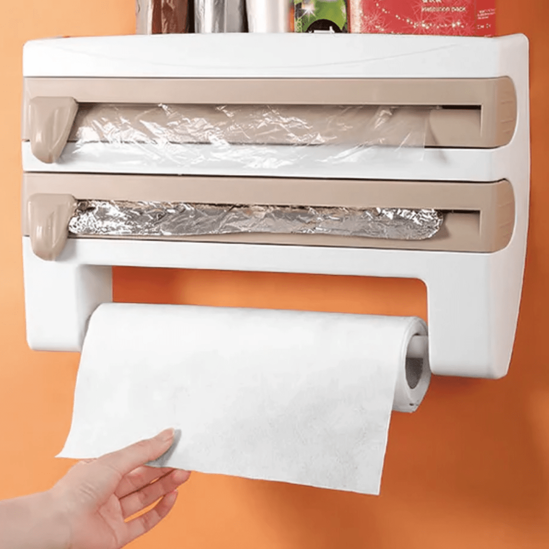 Wall-Mounted Wrap Cutter And Paper Towel Rack